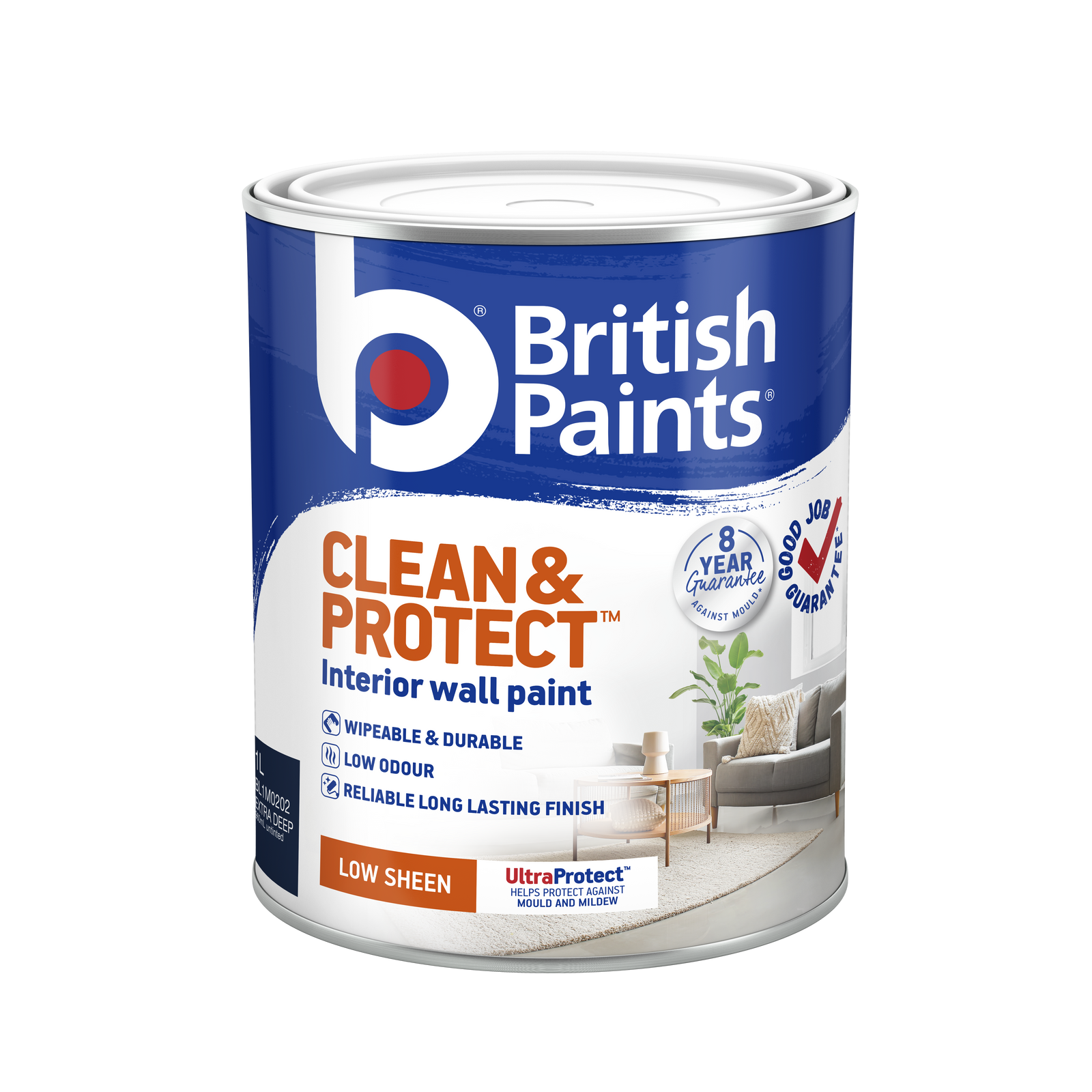 British Paints Extra Deep Clean & Protect Low Sheen Interior Paint 1L