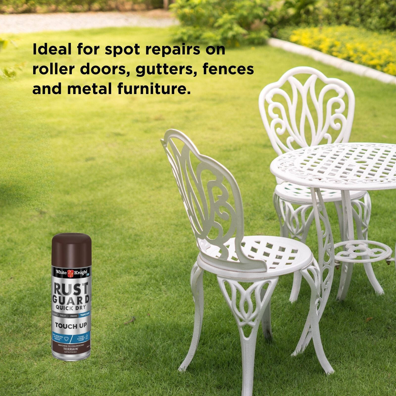 White Knight Rust Guard Touch Up Spray Paint Terrain Satin 300g - For COLORBOND & Metal