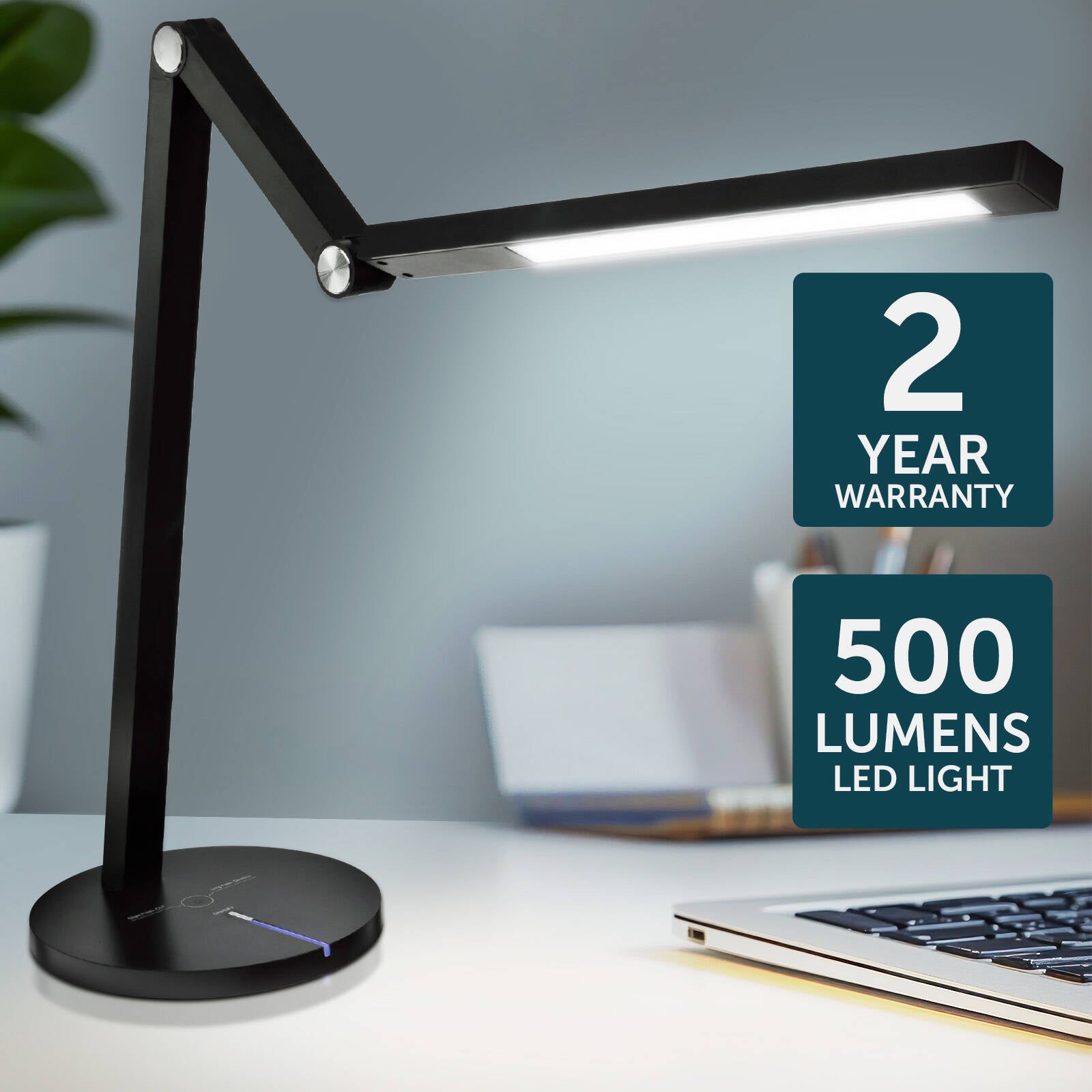 Brilliant Black Concertina Tone Changing LED Desk Lamp 8W 21961/06
