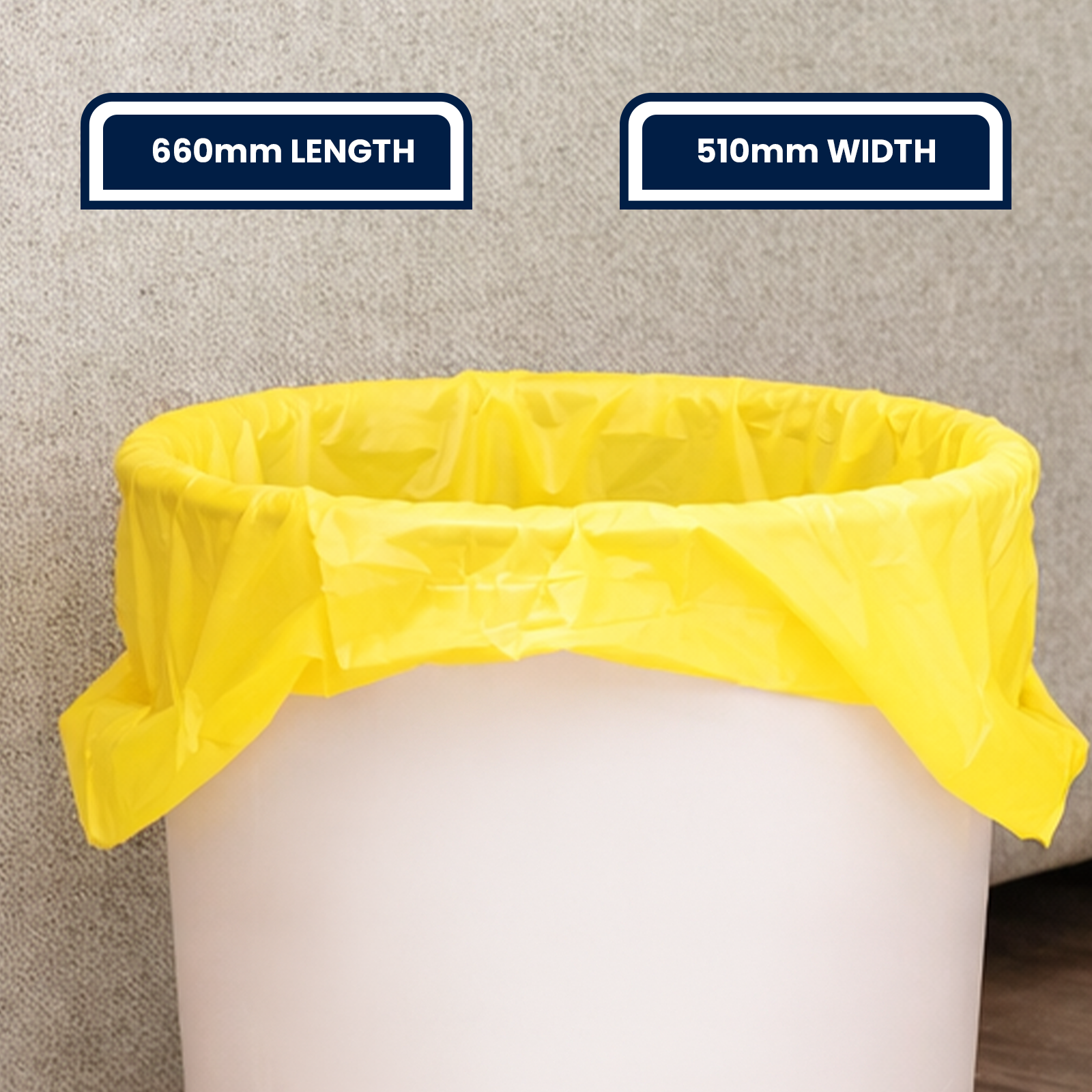 GRUNT 27L Lemon Scented Kitchen Tidy Bags, 50 Pack, HDPE with Handles