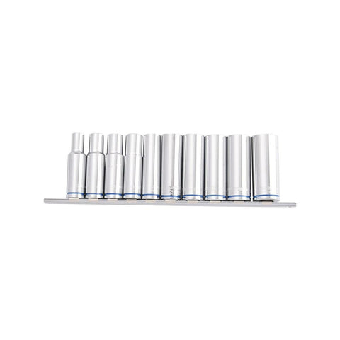 Kincrome Deep Socket Rail 10 Piece 1/2" Drive (Mirror Polish) - Metric - SuperSaverAU - view 1
