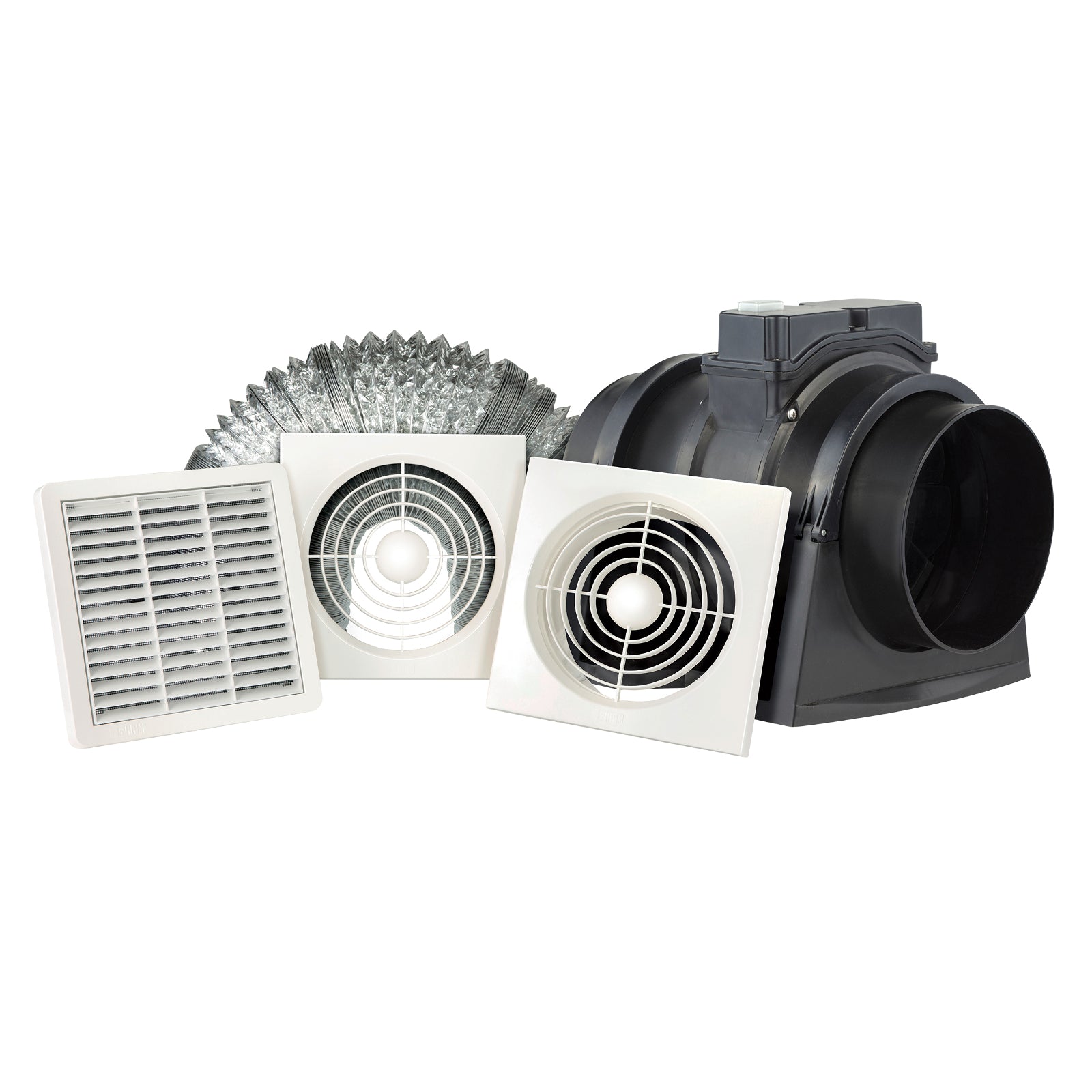 HPM 150mm Inline Exhaust Fan Kit White 555m³/h 60W Back Draft Stopper EFIL150SQWE