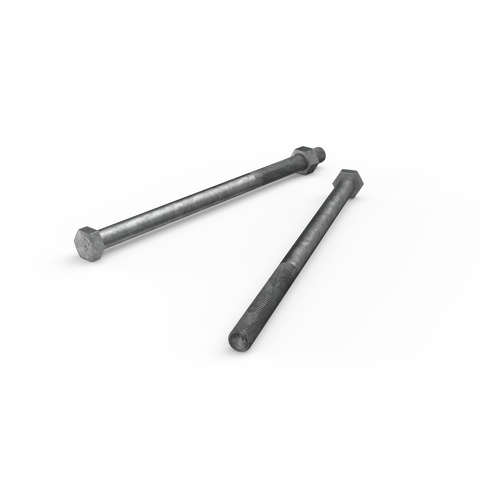 Zenith M12 x 220mm Hot Dip Galvanised Hex Head Bolt and Nut - 4.6 Grade Steel
