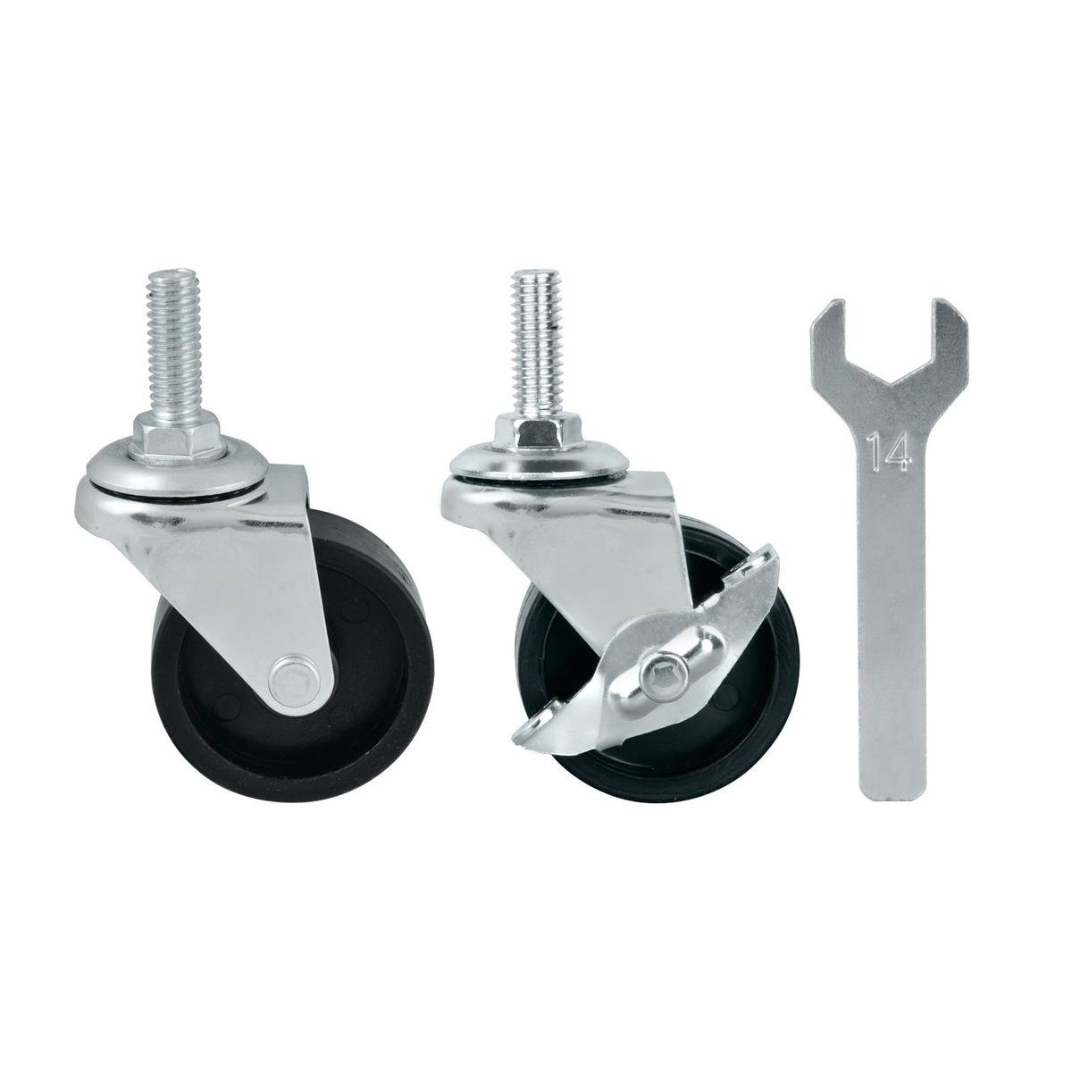 Pinnacle 50mm Chrome Wire Shelving Castors 2 Pack Metal Silver & Black