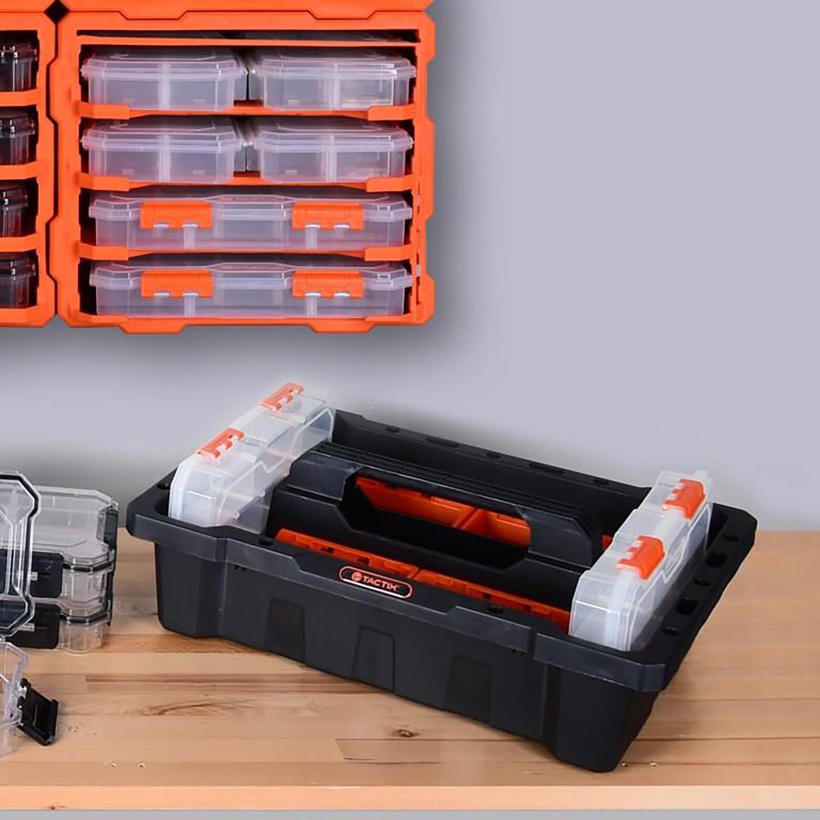 Tactix 13 Compartment Storage Box Transparent Polypropylene Removable Dividers Stackable