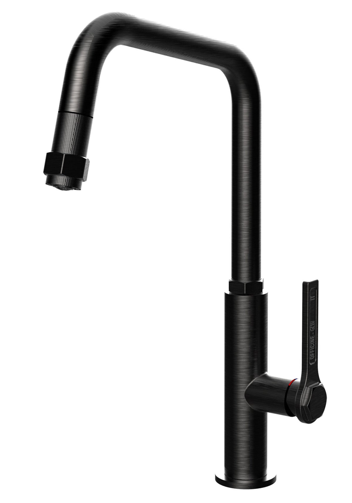 Gessi Pull Out Kitchen Mixer Tap - Black Metal Brushed, 360 Degree Spout, 5 Star WELS - 60053BMB