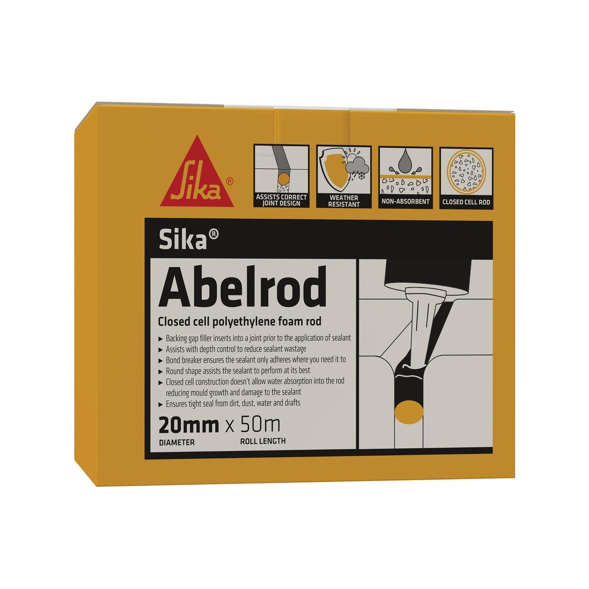 Sika Abelrod Gap Filler Polyethylene Foam Rod 20mm x 50m White