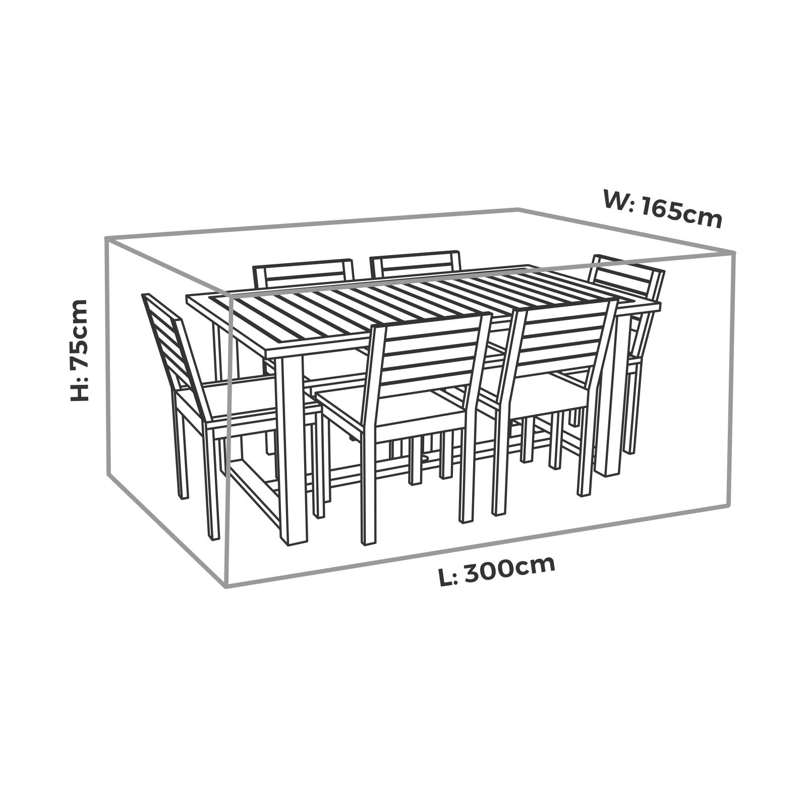 Mojo Large All Weather Rectangle Table & Chairs Outdoor Furniture Cover, Polypropylene, Weather & UV Resistant