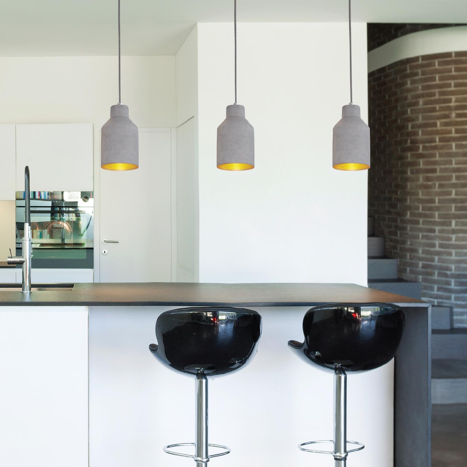Home Design Teramo Concrete Pendant Light 145mm Natural Grey E27 Indoor