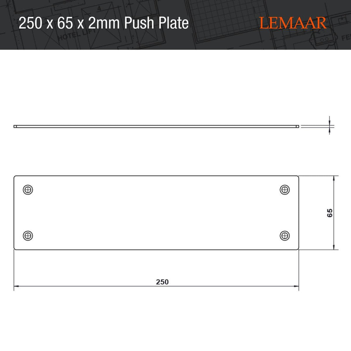Lemaar Push Plate 250x65x2mm Satin Stainless Steel DDA Compliant - SuperSaverAU - view 3
