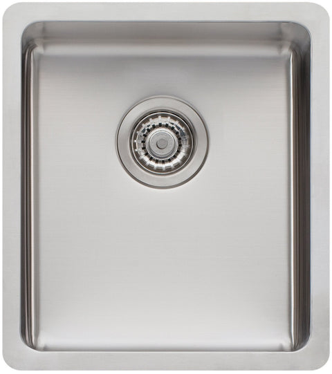 Oliveri Sonetto Single Bowl Sink - Topmount or Undermount, Brushed Stainless Steel, 405mm Wide - SN30TU