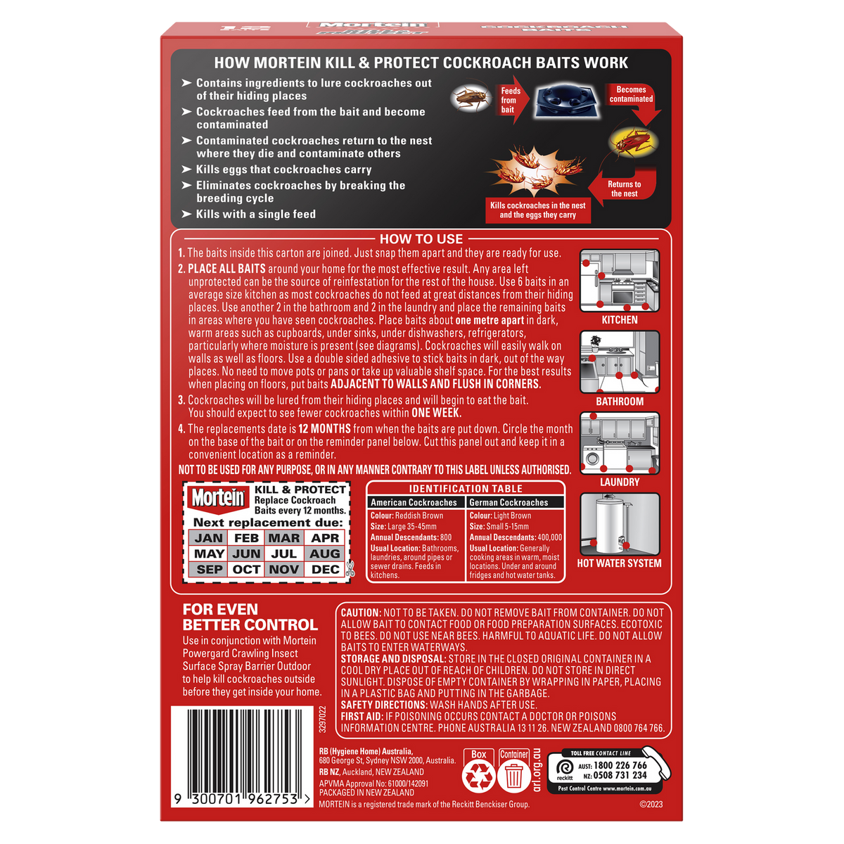 Mortein Kill and Protect Cockroach Baits - 12 Pack, Long-Lasting Bait Stations