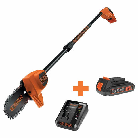 Black & Decker 18V Lithium Pole Pruner - Up to 4.5m Overhead Reach, 20cm Cutting Width - GPC1820L20-XE