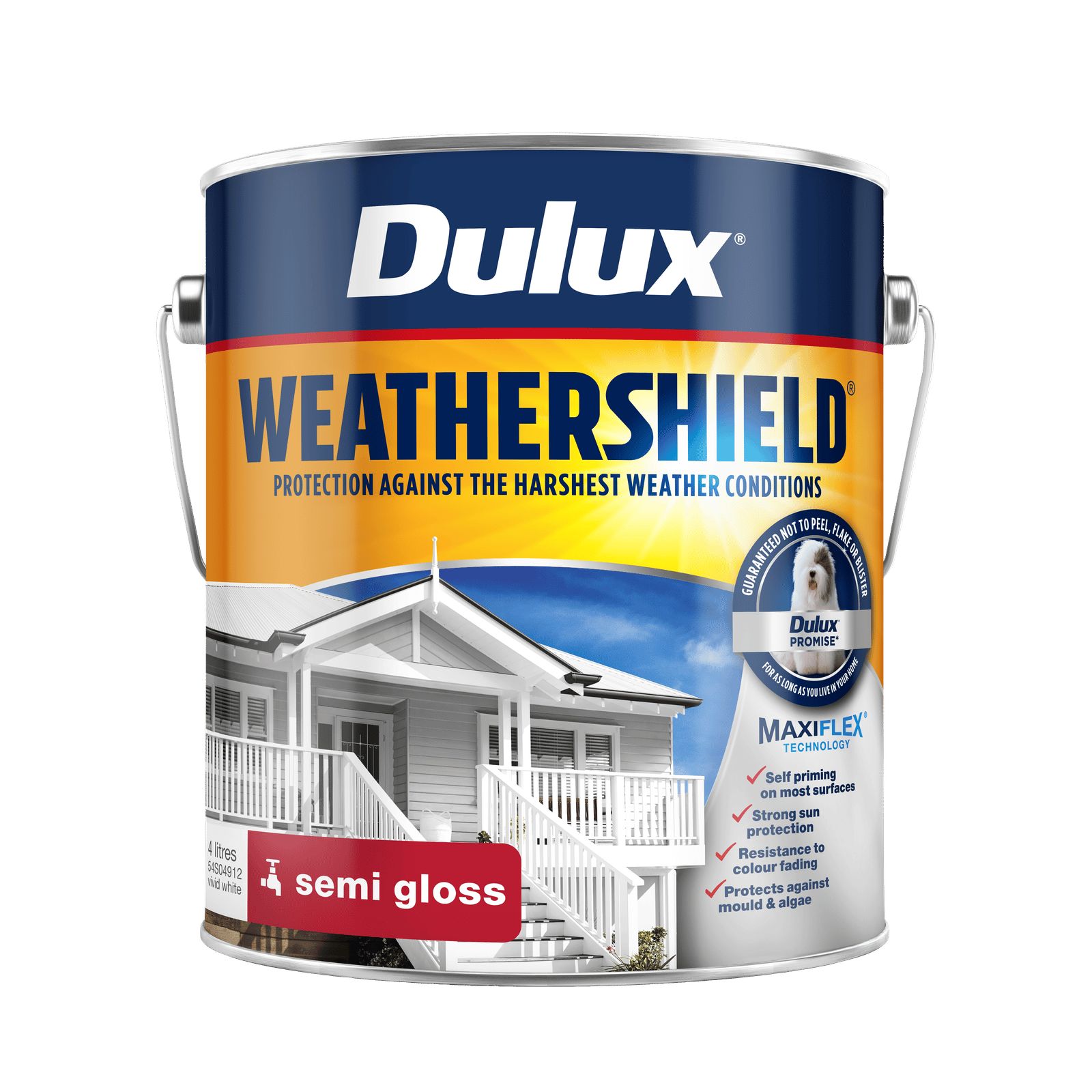 Dulux Weathershield 4L Vivid White Semi Gloss Exterior Paint