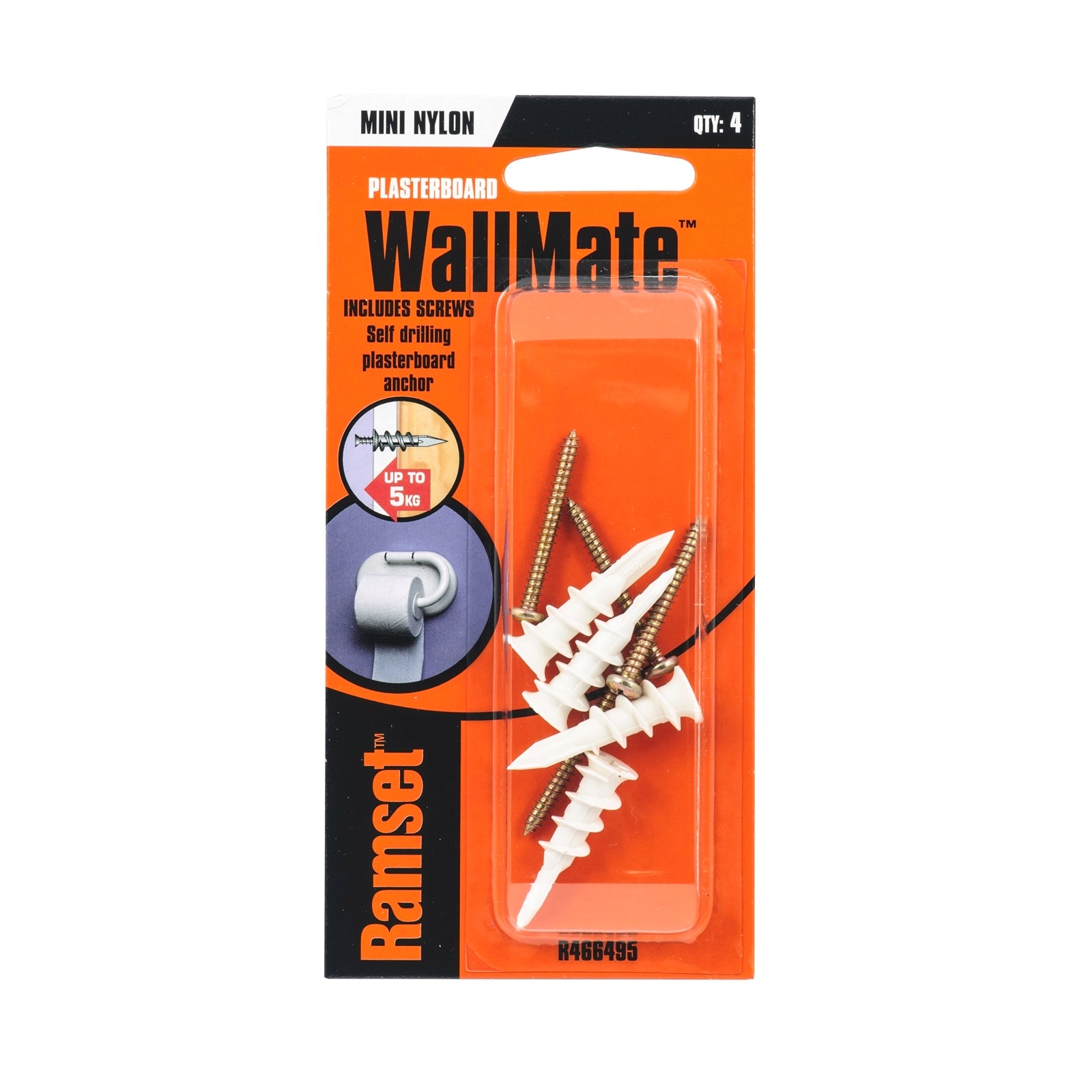 Ramset Nylon WallMate Mini Plasterboard Anchor - 4 Pack
