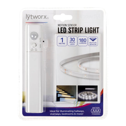 Lytworx Motion Sensor LED Strip Light - 1m - 180 Lumens - White - SuperSaverAU - view 1