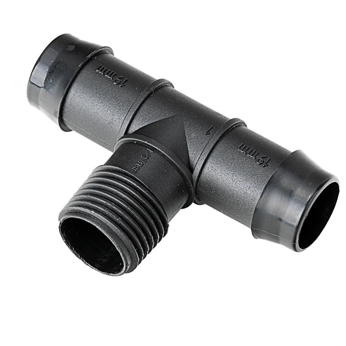 K Rain 19mm Barbed Tee 15mm Bsp Male 10 Pack - Black - 110mm x 20mm x 280mm - SuperSaverAU - view 1