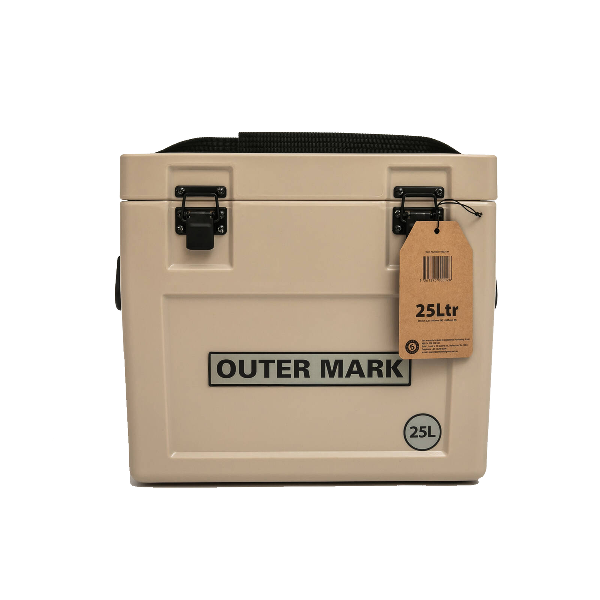 Outermark 25L Premium Moulded Cooler Ice Box - Beige, Stainless Latches
