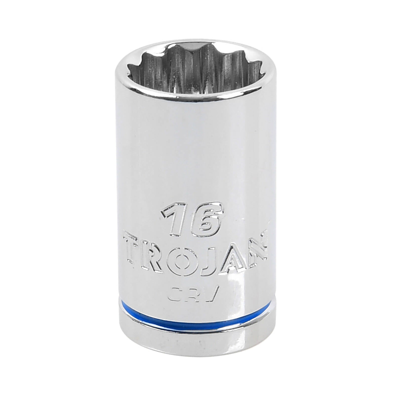 Trojan 16mm Socket 1/2" Drive, Chrome Vanadium 12 Point Metric