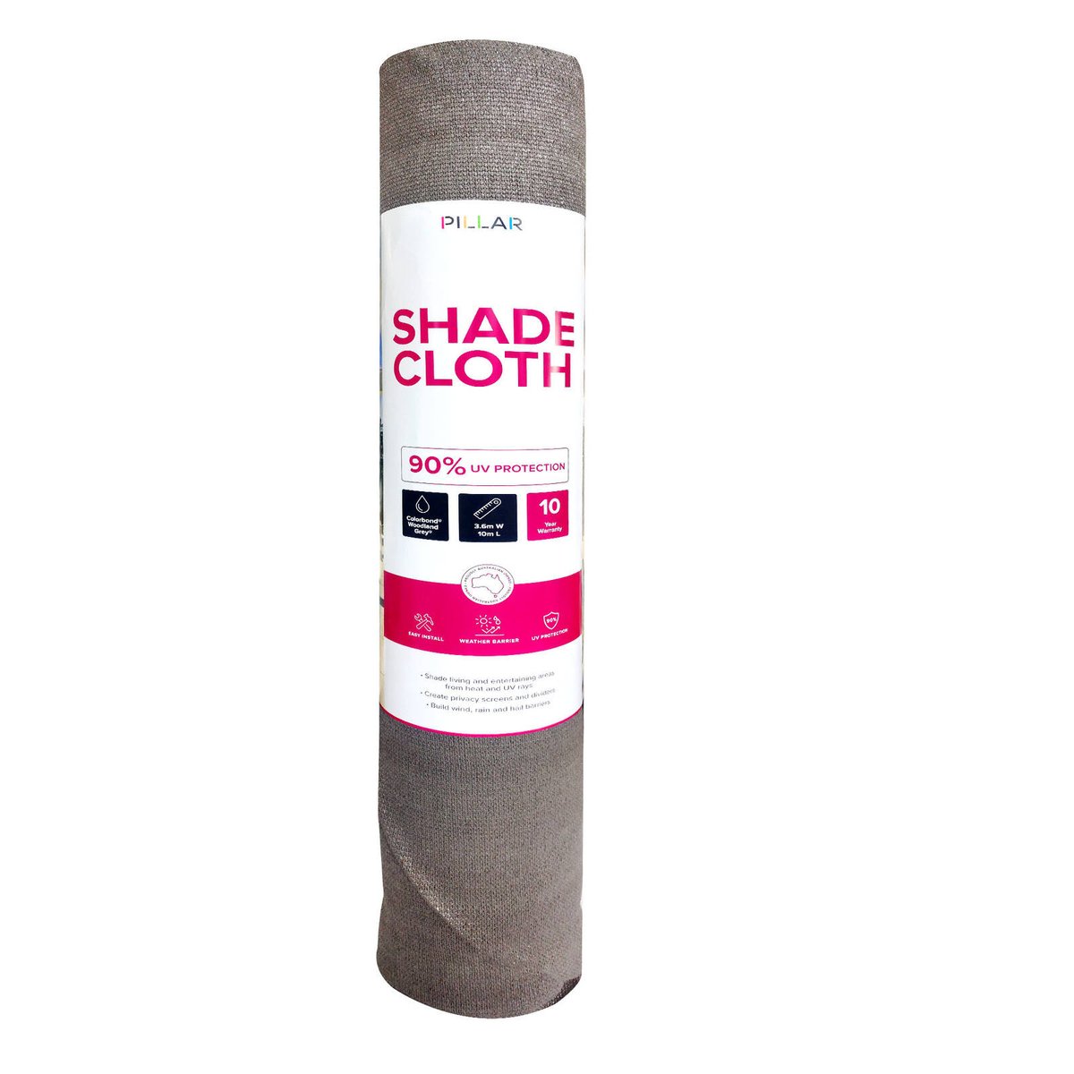 Pillar 3 Shade Cloth - 66 x 10m - Woodland Grey - 90% UV Protection - SuperSaverAU - view 1