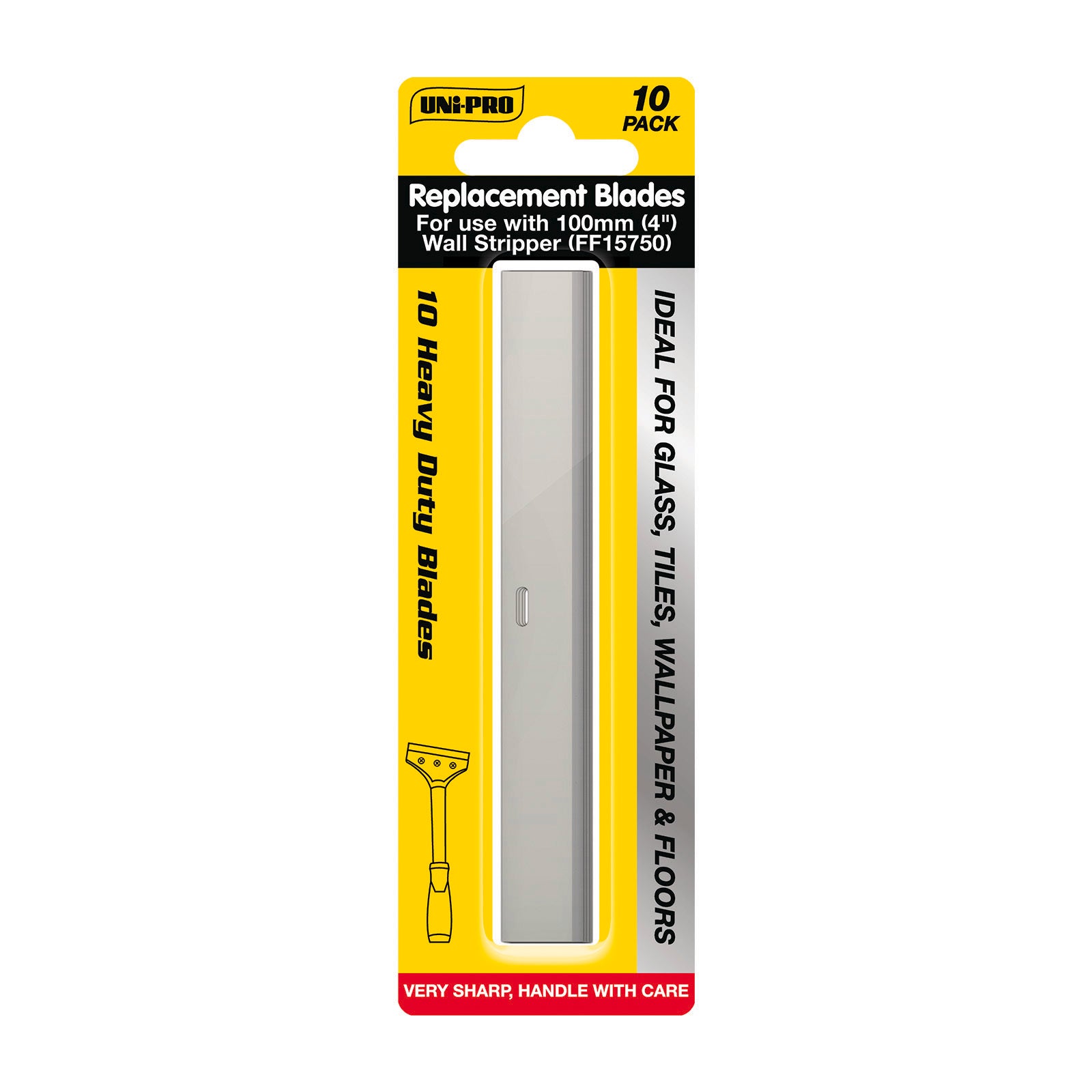 Uni-Pro 100mm Heavy Duty Wall Stripper Blades 10 Pack