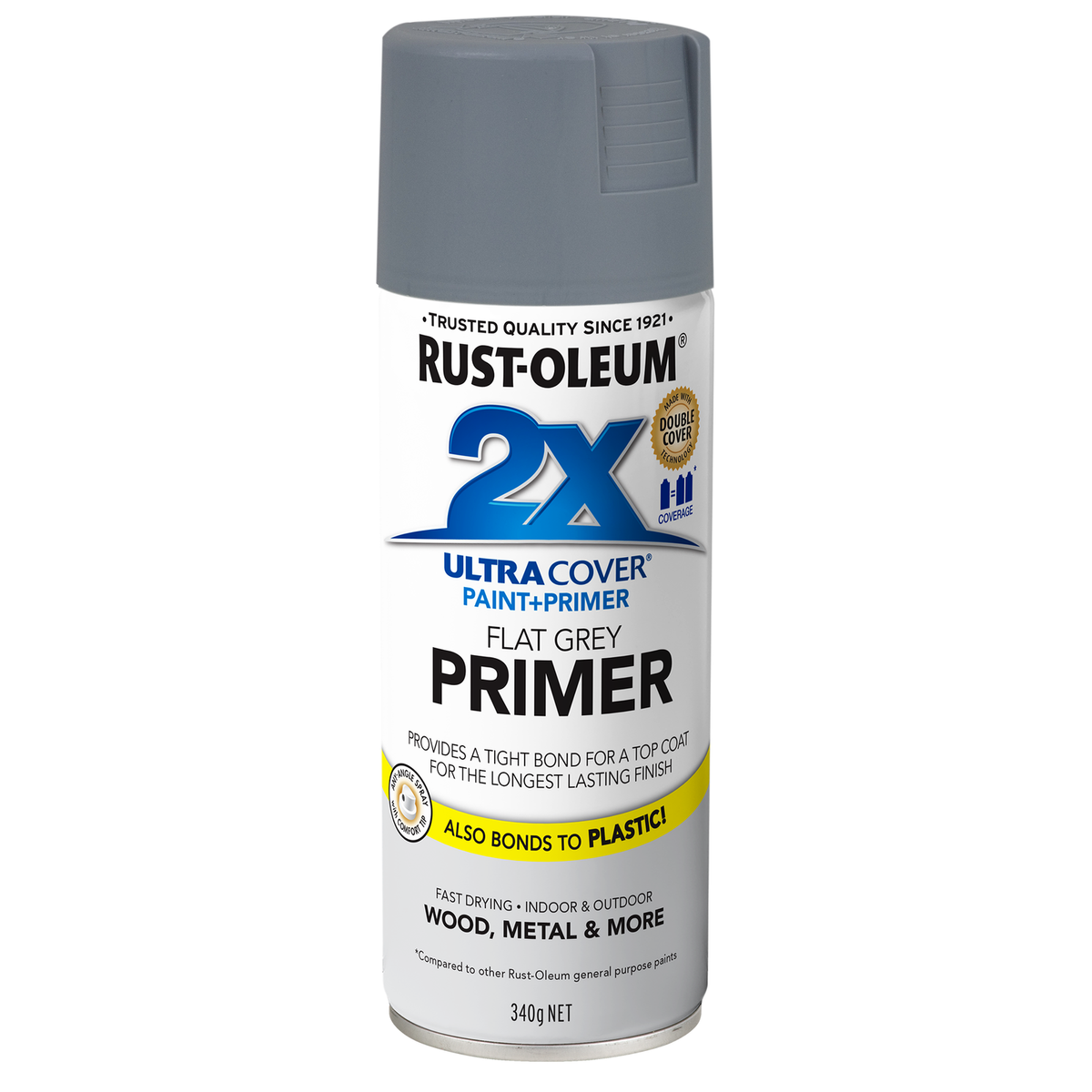 Rust-Oleum 2X Ultra Cover Flat Grey Primer Spray Paint 340g Paint & Primer In One