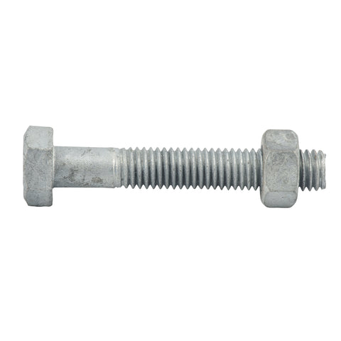 Zenith M8 x 50mm Hot Dipped Galvanised Hex Head Bolt and Nut, 4.6 Grade Steel