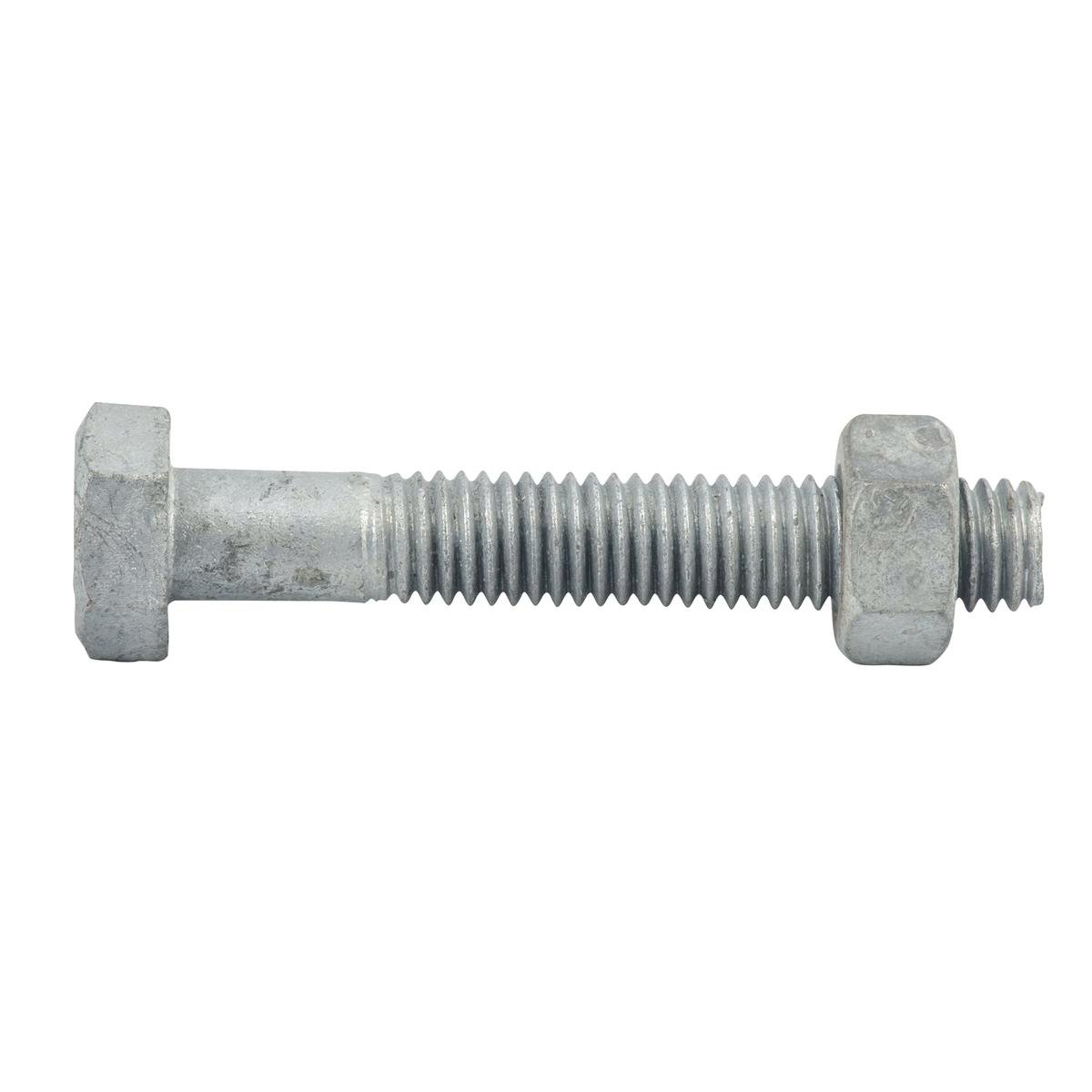 Zenith M8 x 50mm Hot Dipped Galvanised Hex Head Bolt and Nut, 4.6 Grade Steel