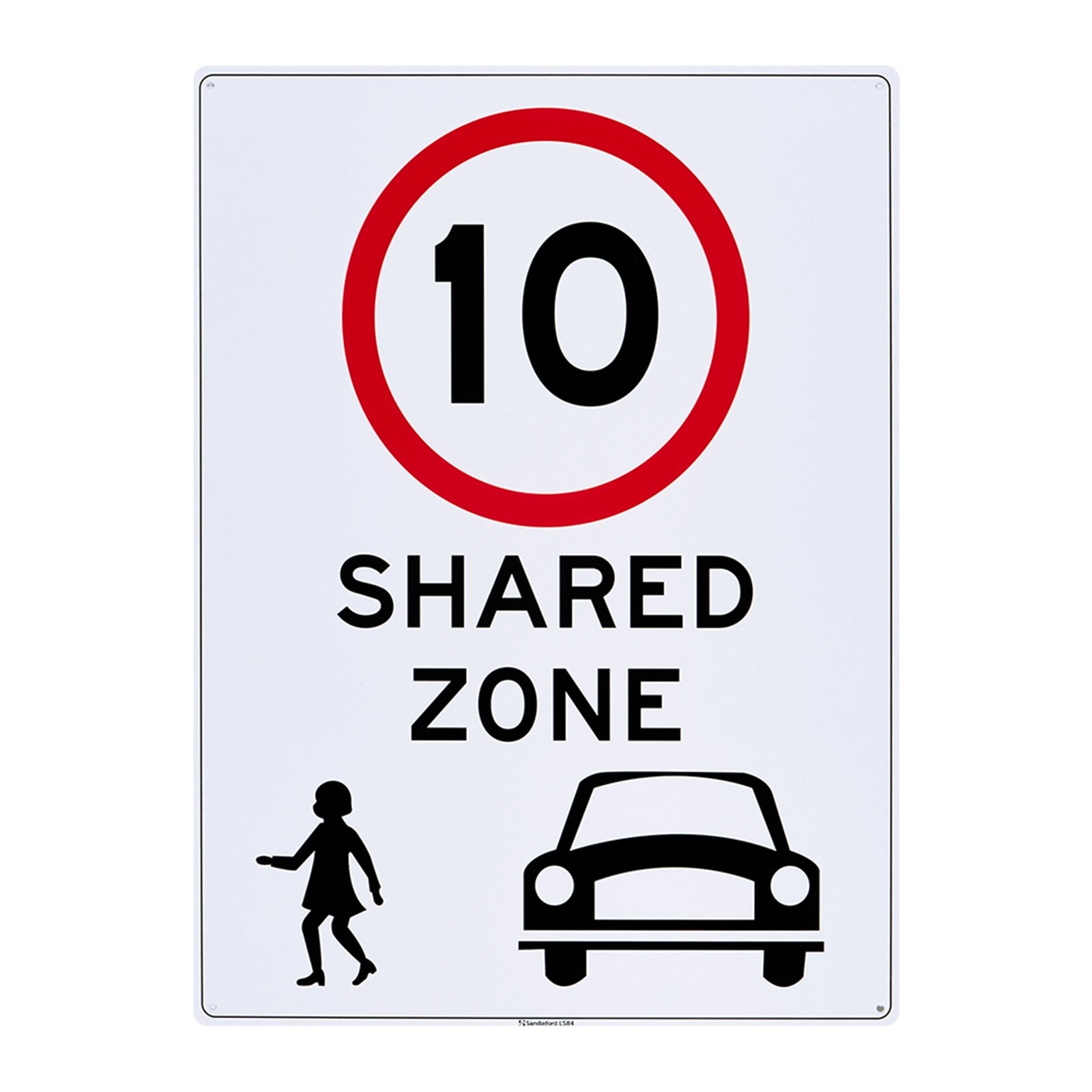 Sandleford Shared Zone Sign 450 x 600mm White/Black/Red Polypropylene