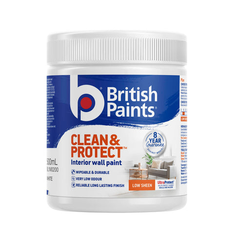 British Paints White Clean & Protect Low Sheen Interior Paint 500ml