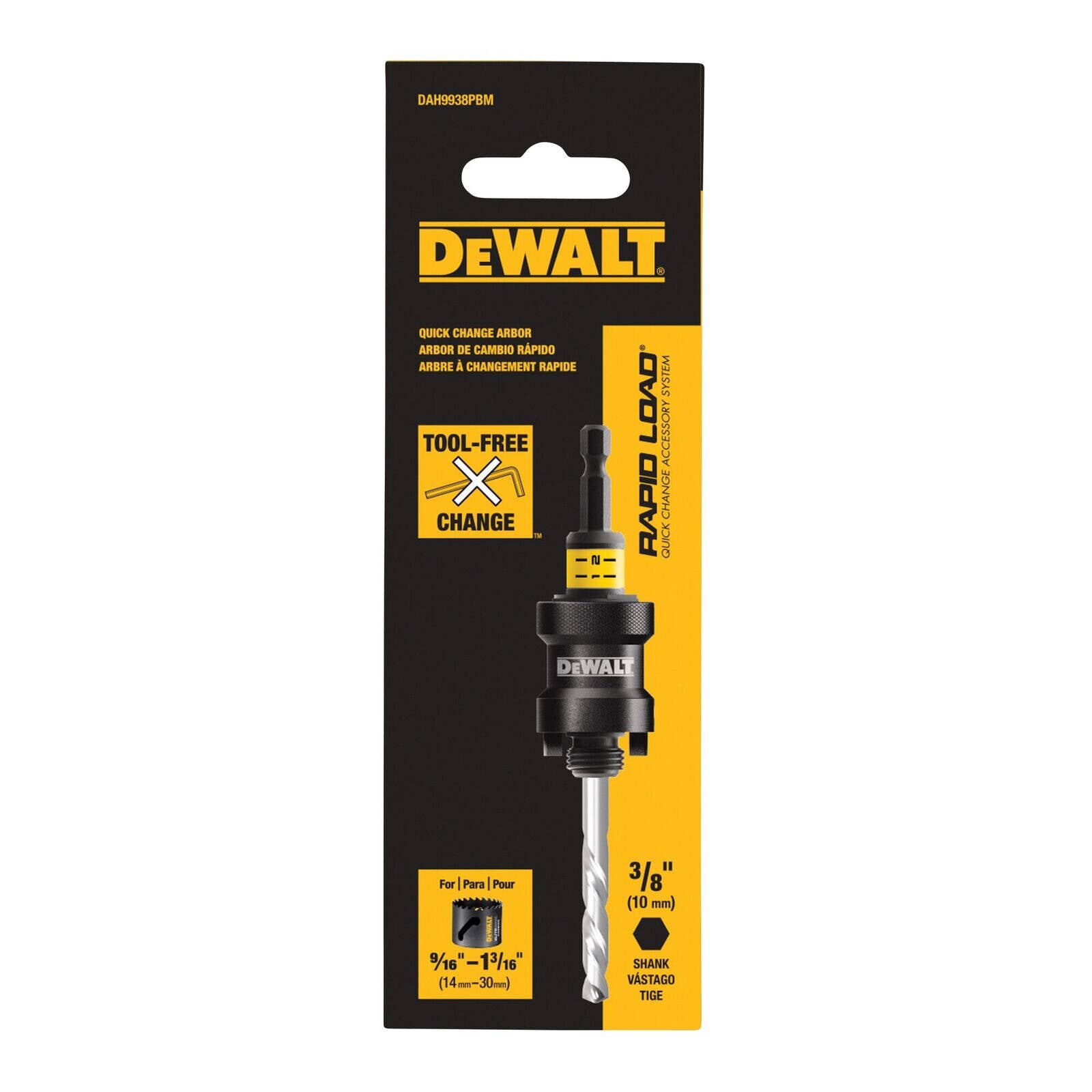 DeWALT Quick Change Holesaw Arbor 14-30mm with 3/8in Shank