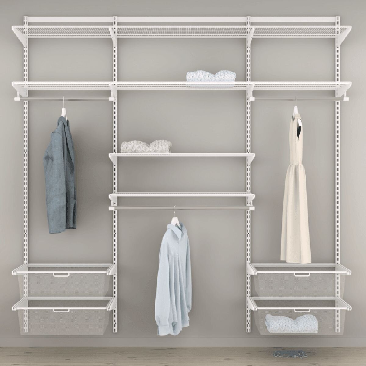 Elfa Advanced 2158mm Wardrobe Pack - White E-Poxy Bonded Steel - 10 Year Warranty - 11997