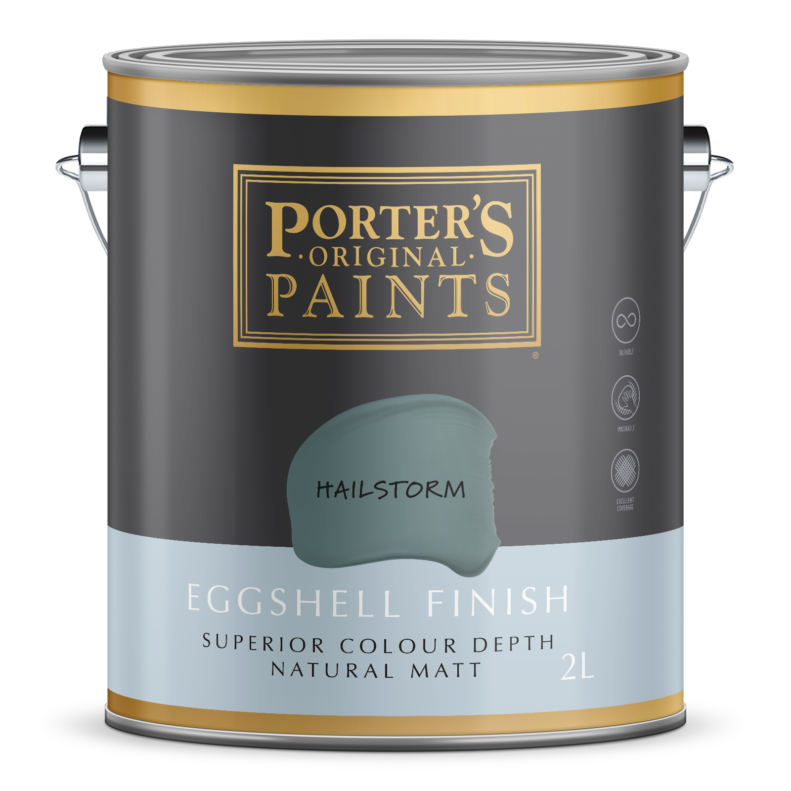 Porter's 2L Hailstorm Eggshell Washable Interior & Exterior Paint