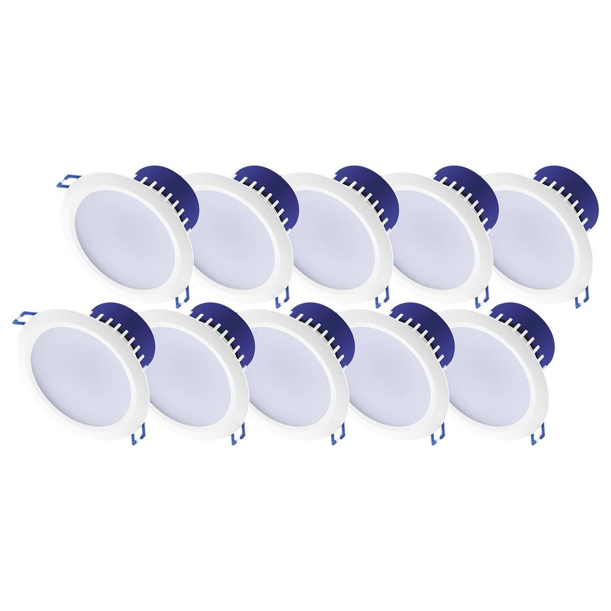DETA 7W IP44 Tri-Colour Dimmable LED Downlight 240V Hardwired White Blue 10 Pack DET610P10