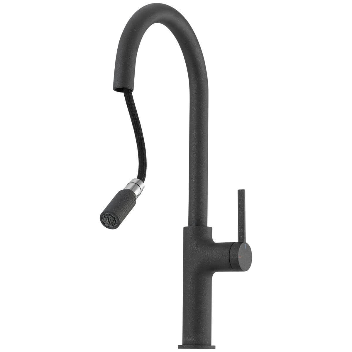 Oliveri Vilo Pull Out Gooseneck Mixer Tap 6L/min - Granite Black, 5-Star WELS - VT2400-ST-BL