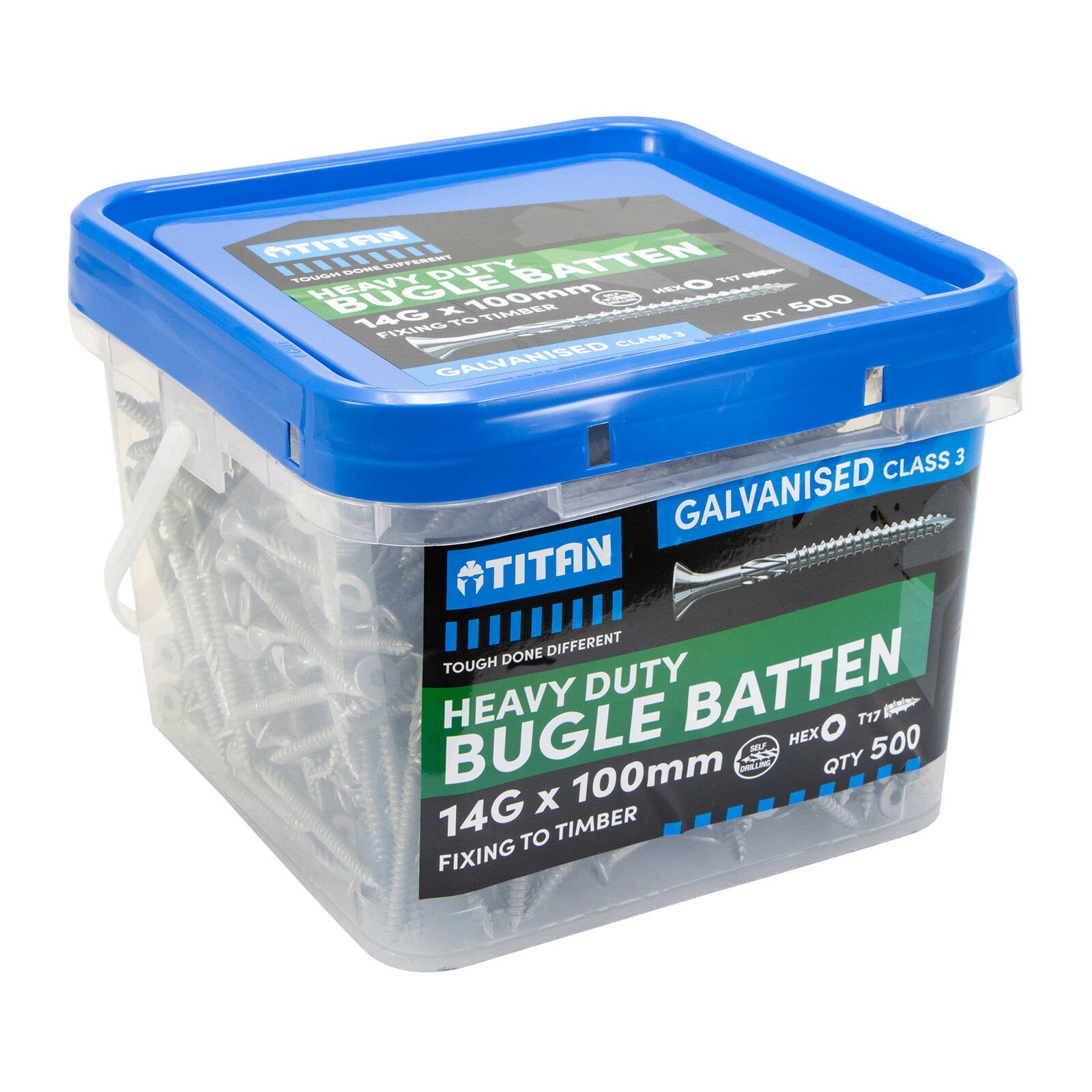 Titan 14G x 100mm CL3 Galvanised Bugle Batten Screw - 500 Pack