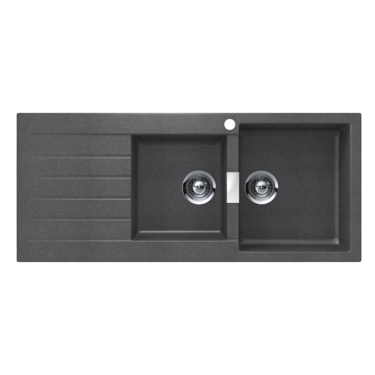 Abey Schock Signus 1 and 3/4 Bowl Topmount Sink with Left Hand Drainer - Cristadur Granite Composite - D200SR