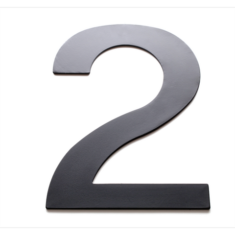 Sandleford 200mm Black Lorenzo House Number 2 - Powder Coated Steel, Weather Resistant