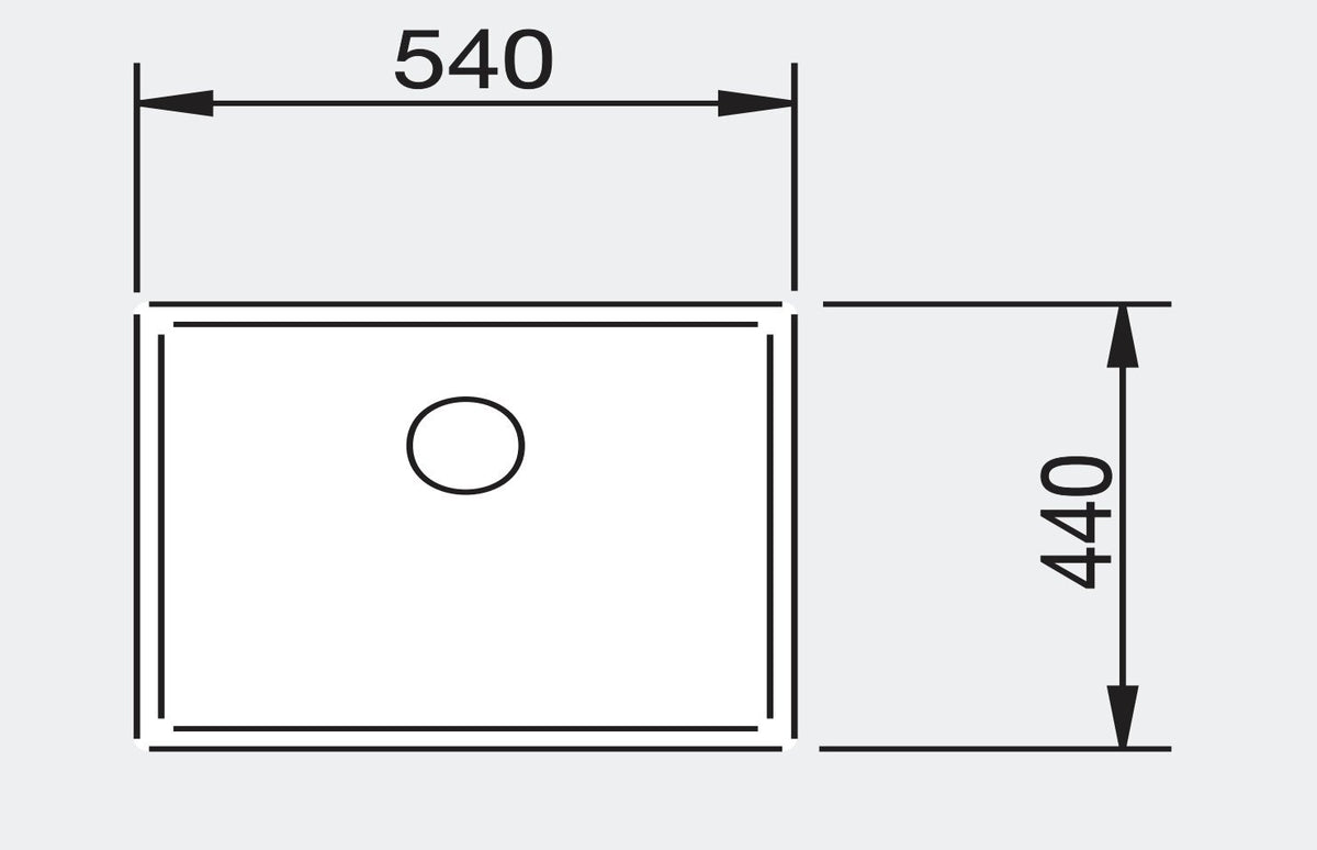 Blanco single bowl undermount sink - 18/10 stainless steel, 38L bowl, inbuilt overflow - CLARON500U