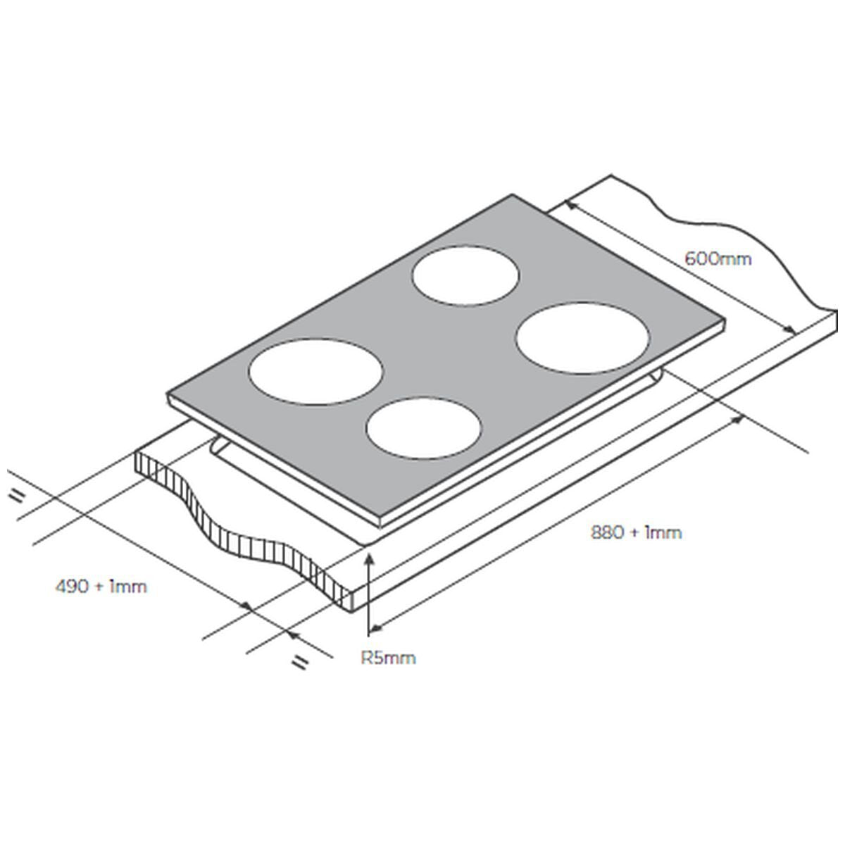 Westinghouse 90cm 4 Zone Ceramic Cooktop - Dual Zone, 2.2kW Zone, 9 Power Levels, Dial Control - WHC942BC