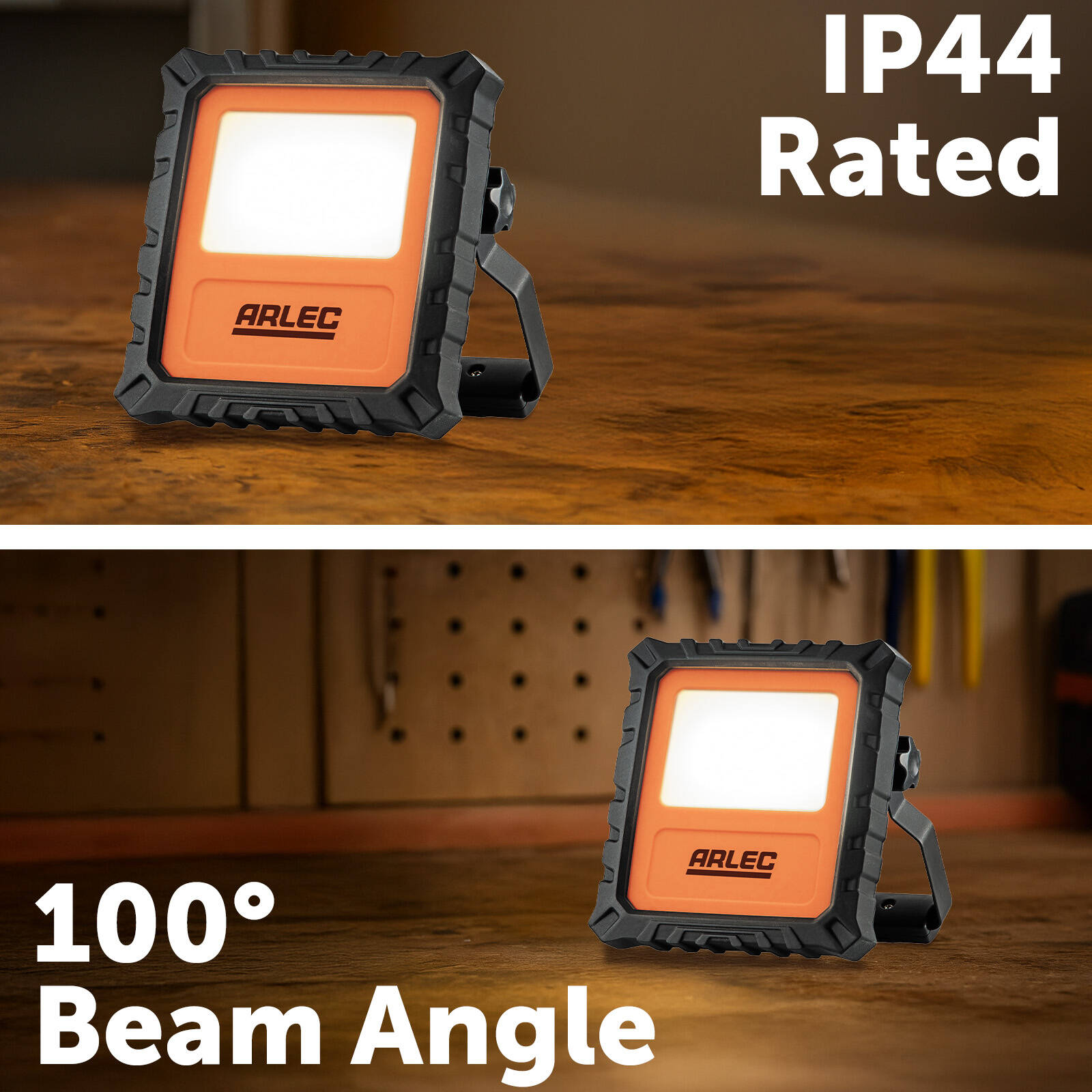Arlec 10W 700lm LED Rechargeable Work Light WL0007 Orange Weather Resistant Outdoor