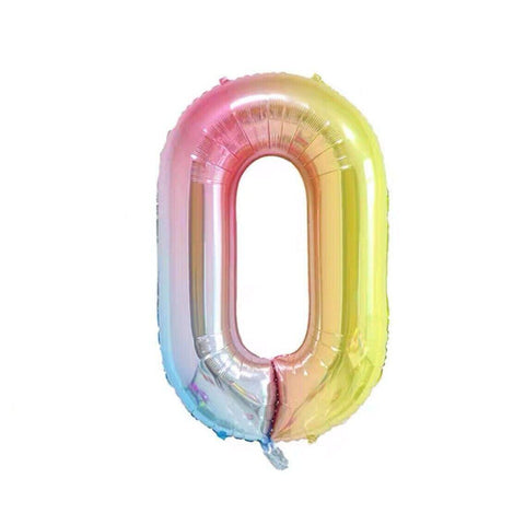 40 Inch Foil Number Balloon, 100cm Super Large - Rainbow 0