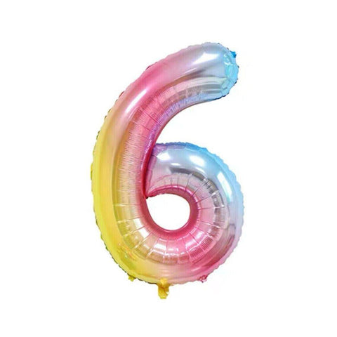 40 Inch Foil Number Balloon, 100cm Super Large - Rainbow 6