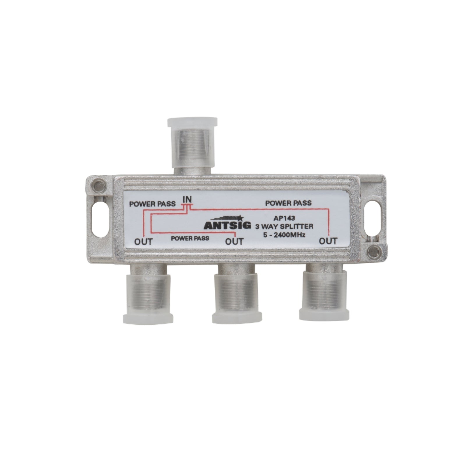 Antsig 3 Way F-Connector Splitter 5-2400MHz Zinc/Aluminium AP143