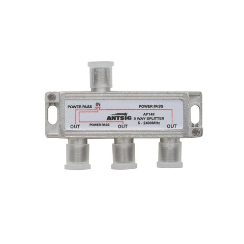 Antsig 3 Way F-Connector Splitter 5-2400MHz Zinc/Aluminium AP143