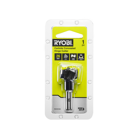 Ryobi 26mm Carbide Concealed Hinge Cutter for Wood - Flat-Bottom Holes
