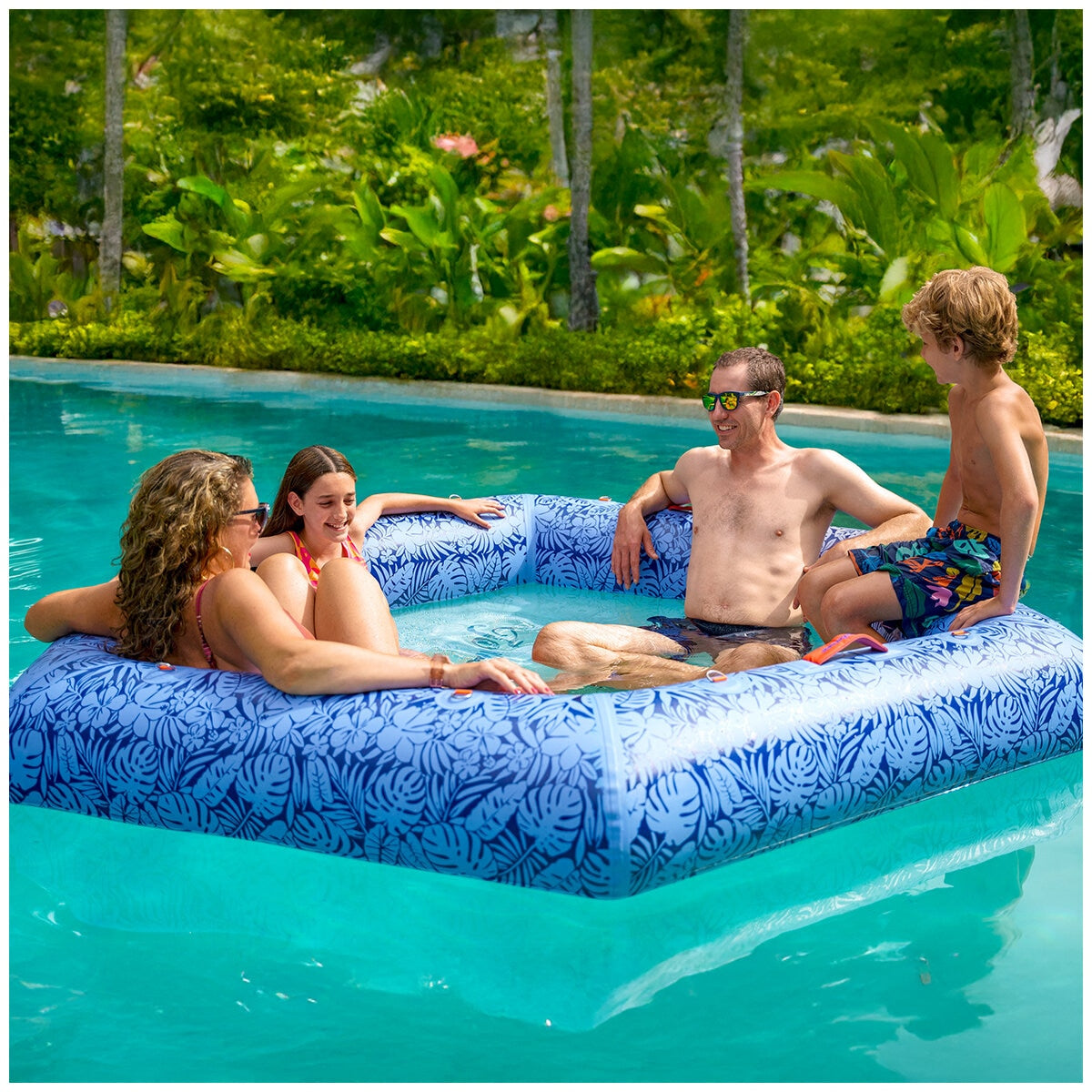 Tommy Bahama Inflatable Water Hammock 2.44M for 4 Adults, Palm Indigo - SuperSaverAU - view 1