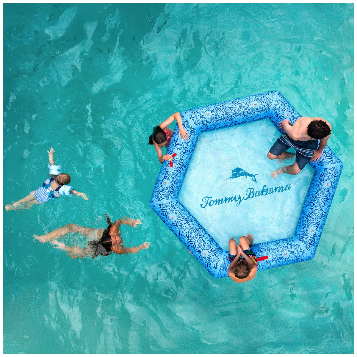 Tommy Bahama Inflatable Water Hammock 2.44M for 4 Adults, Palm Indigo - SuperSaverAU - view 8
