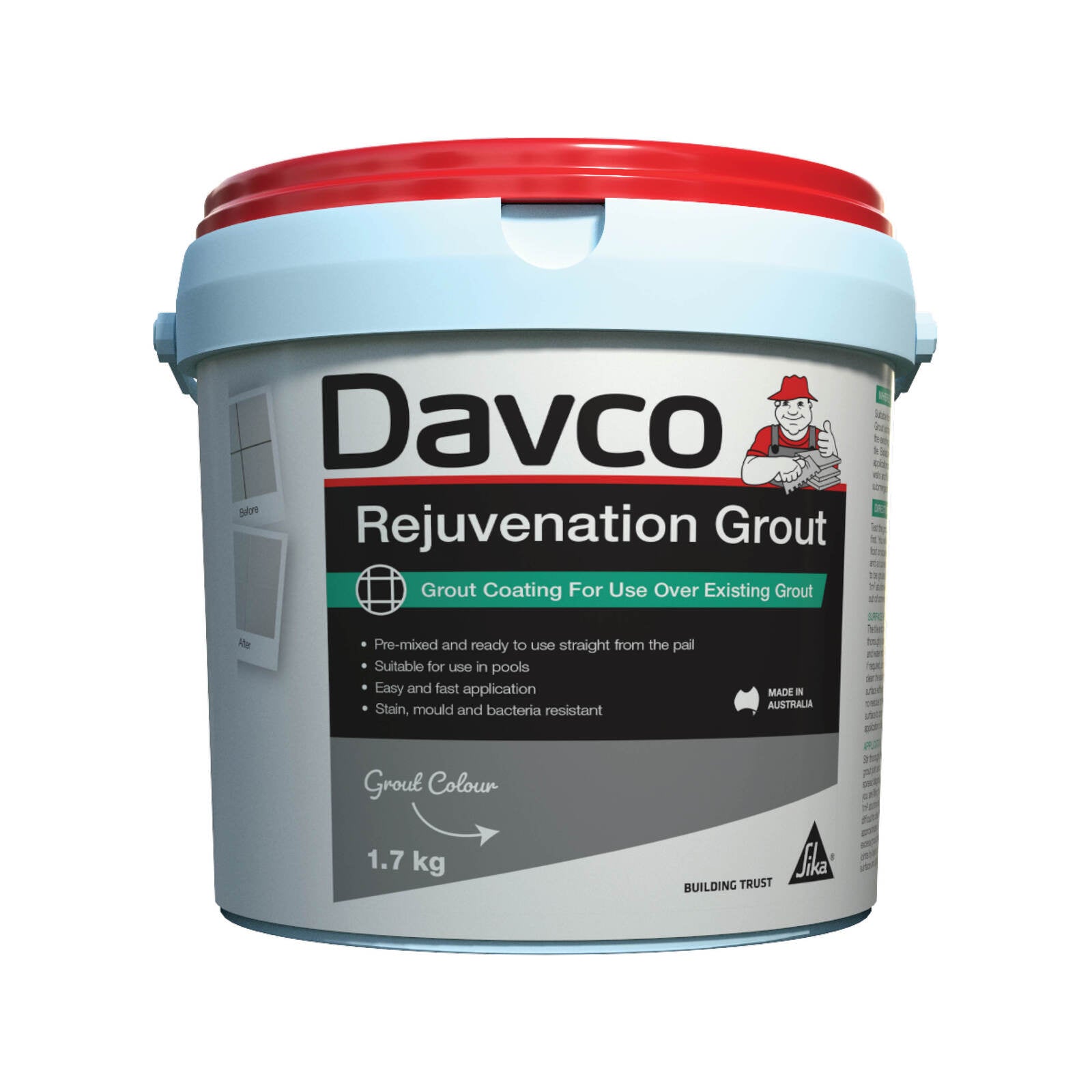 Davco Rejuvenation Grout 1.7kg Picket Fence Pre-Mixed Stain-Resistant