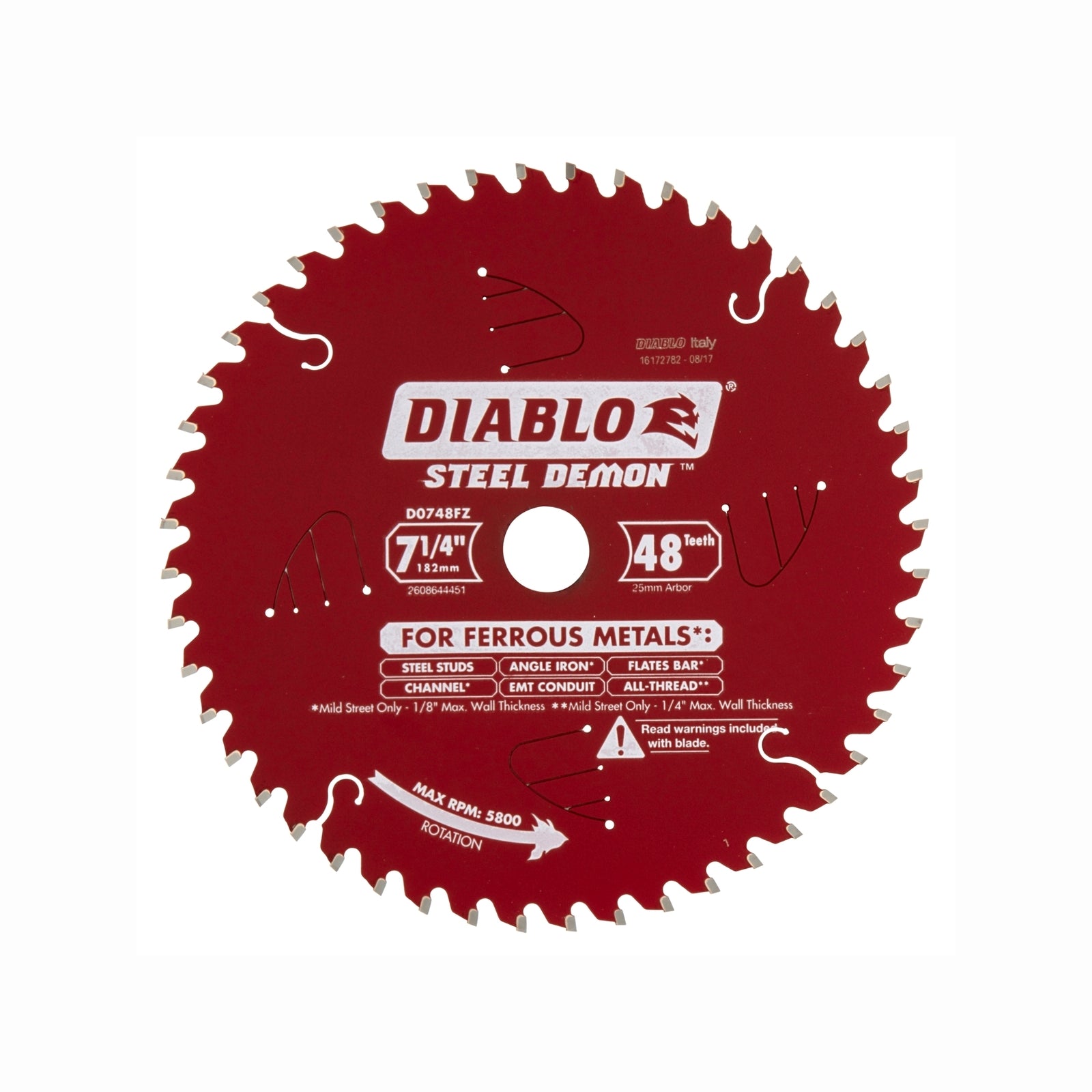 Diablo 184mm 48T Steel Demon Circular Saw Blade for Ferrous Metals - 20mm Arbor
